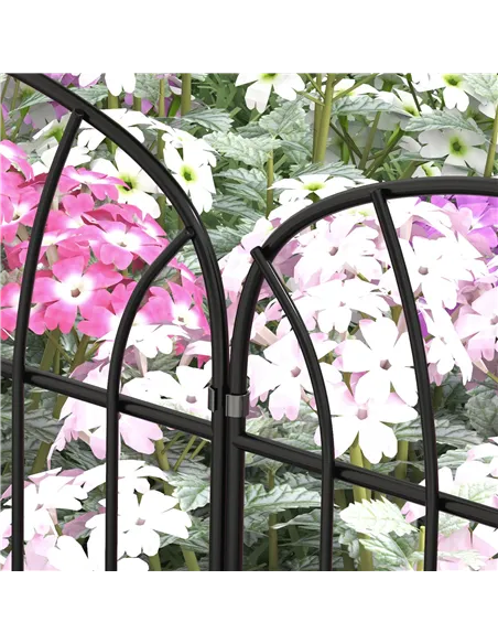 Outsunny Metal Decorative Outdoor Picket Fence Panels Set of 8, Black