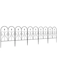 Outsunny Set of Five Decorative Heart Metal Fence Panels - Black