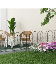 Outsunny Set of Five Decorative Heart Metal Fence Panels - Black 2