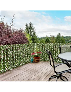 Outsunny 2pc Expanding Garden Trellis, 2 x 1m Faux Decorative Privacy Fence with Artificial Leaves, Privacy Screen Greenery Wall 2