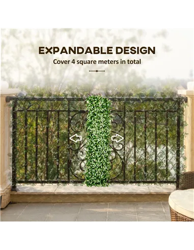 Outsunny 2pc Expanding Garden Trellis, 2 x 1m Faux Decorative Privacy Fence with Artificial Leaves, Privacy Screen Greenery Wall