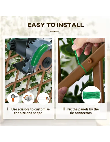 Outsunny 2pc Expanding Garden Trellis, 2 x 1m Faux Decorative Privacy Fence with Artificial Leaves, Privacy Screen Greenery Wall