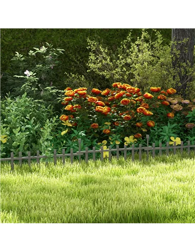 Outsunny 4PCs Wooden Garden Fencing Landscape Edging, Grey