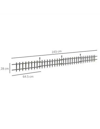 Outsunny 4PCs Wooden Garden Fencing Landscape Edging, Grey