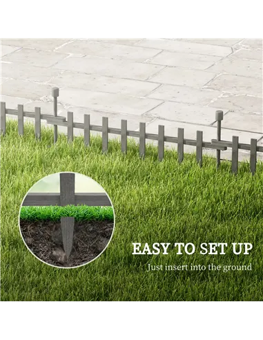 Outsunny 4PCs Wooden Garden Fencing Landscape Edging, Grey