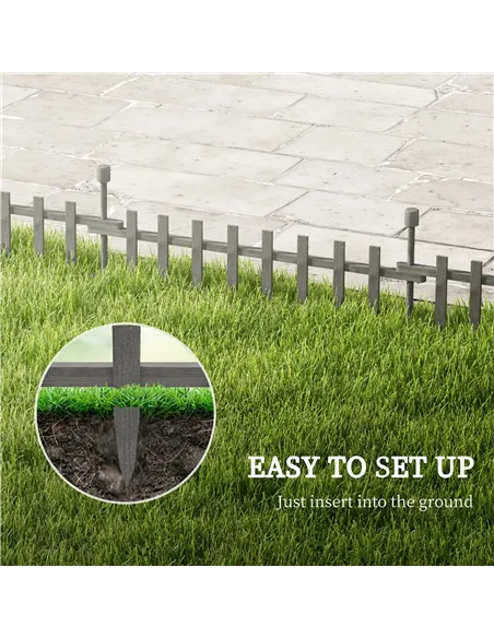 Outsunny 4PCs Wooden Garden Fencing Landscape Edging, Grey
