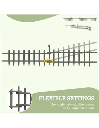 Outsunny 4PCs Wooden Garden Fencing Landscape Edging, Grey
