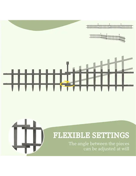 Outsunny 4PCs Wooden Garden Fencing Landscape Edging, Grey