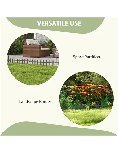 Outsunny 4PCs Wooden Garden Fencing Landscape Edging, Grey