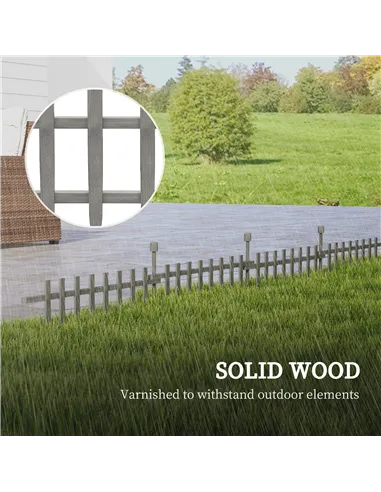 Outsunny 4PCs Wooden Garden Fencing Landscape Edging, Grey