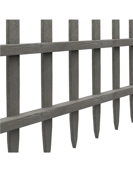Outsunny 4PCs Wooden Garden Fencing Landscape Edging, Grey