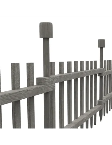 Outsunny 4PCs Wooden Garden Fencing Landscape Edging, Grey