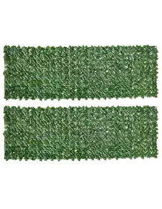 Outsunny 2-Piece Artificial Leaf Hedge Screen Privacy Fence Panel for Garden Outdoor Indoor Decor, Dark Green, 3M x 1M