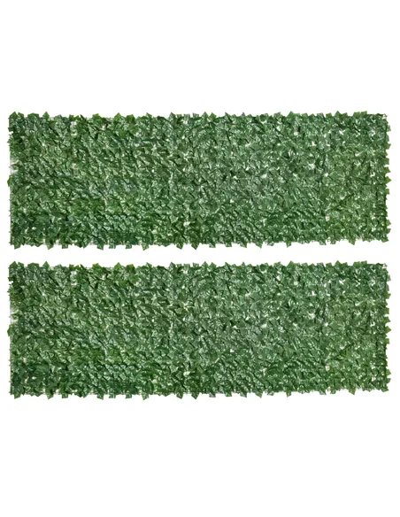 Outsunny 2-Piece Artificial Leaf Hedge Screen Privacy Fence Panel for Garden Outdoor Indoor Decor, Dark Green, 3M x 1M