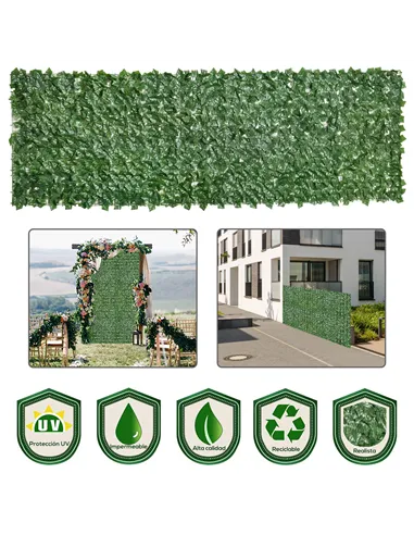 Outsunny 2-Piece Artificial Leaf Hedge Screen Privacy Fence Panel for Garden Outdoor Indoor Decor, Dark Green, 3M x 1M