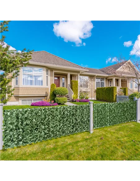 Outsunny 2-Piece Artificial Leaf Hedge Screen Privacy Fence Panel for Garden Outdoor Indoor Decor, Dark Green, 2.4M x 1M