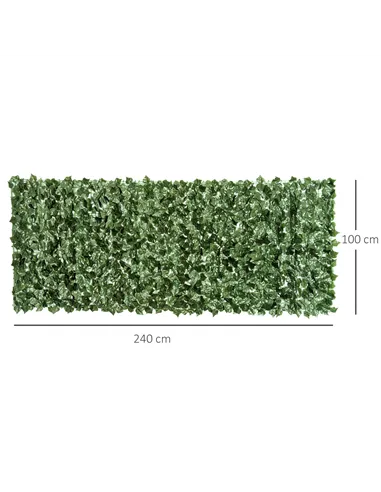 Outsunny 2-Piece Artificial Leaf Hedge Screen Privacy Fence Panel for Garden Outdoor Indoor Decor, Dark Green, 2.4M x 1M