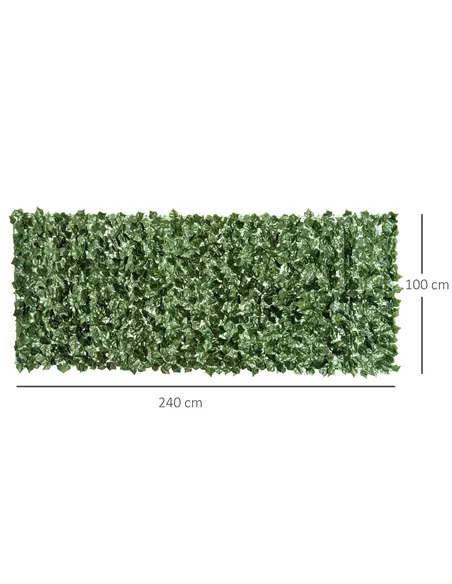 Outsunny 2-Piece Artificial Leaf Hedge Screen Privacy Fence Panel for Garden Outdoor Indoor Decor, Dark Green, 2.4M x 1M