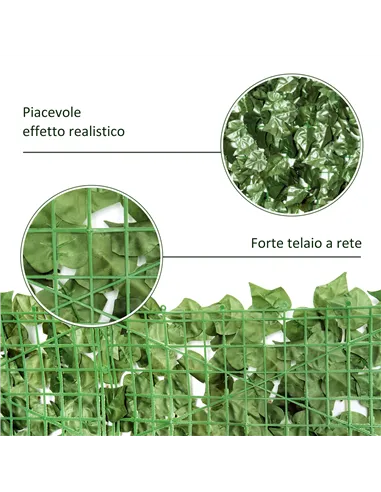 Outsunny 2-Piece Artificial Leaf Hedge Screen Privacy Fence Panel for Garden Outdoor Indoor Decor, Dark Green, 2.4M x 1M