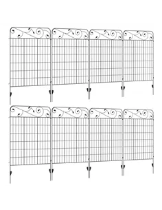 Outsunny Decorative Garden Fencing, 8PCs 43in x 23ft Outdoor Picket Fence Panels, Rustproof Metal Wire Landscape Flower Bed Bord