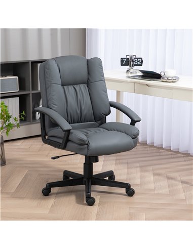 HOMCOM Office Chair, Computer Desk Chair, Mid Back Executive Chair with Adjustable Height and Swivel Rolling Wheels for Home Stu