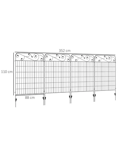 Outsunny Decorative Garden Fencing, 8PCs 43in x 23ft Outdoor Picket Fence Panels, Rustproof Metal Wire Landscape Flower Bed Bord