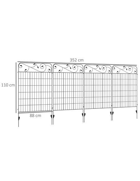 Outsunny Decorative Garden Fencing, 8PCs 43in x 23ft Outdoor Picket Fence Panels, Rustproof Metal Wire Landscape Flower Bed Bord