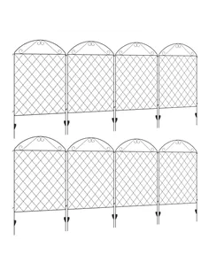 Outsunny Decorative Garden Fencing, 43in x 23ft Outdoor Picket Fence Panels, 8PCs Rustproof Metal Wire Landscape Flower Bed Bord