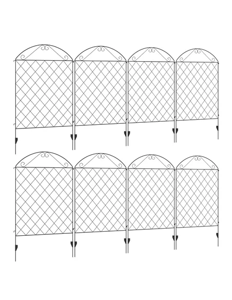 Outsunny Decorative Garden Fencing, 43in x 23ft Outdoor Picket Fence Panels, 8PCs Rustproof Metal Wire Landscape Flower Bed Bord
