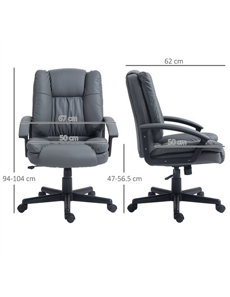 HOMCOM Office Chair, Computer Desk Chair, Mid Back Executive Chair with Adjustable Height and Swivel Rolling Wheels for Home Stu