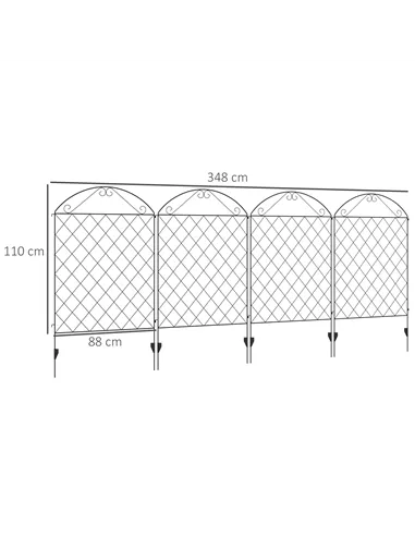 Outsunny Decorative Garden Fencing, 43in x 23ft Outdoor Picket Fence Panels, 8PCs Rustproof Metal Wire Landscape Flower Bed Bord