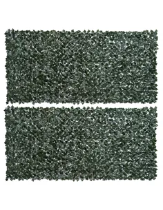 Outsunny 2-Piece Artificial Leaf Hedge Screen Privacy Fence Panel for Garden Outdoor Indoor Decor, Dark Green, 3M x 1.5M