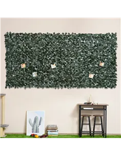 Outsunny 2-Piece Artificial Leaf Hedge Screen Privacy Fence Panel for Garden Outdoor Indoor Decor, Dark Green, 3M x 1.5M 2