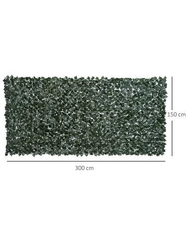 Outsunny 2-Piece Artificial Leaf Hedge Screen Privacy Fence Panel for Garden Outdoor Indoor Decor, Dark Green, 3M x 1.5M