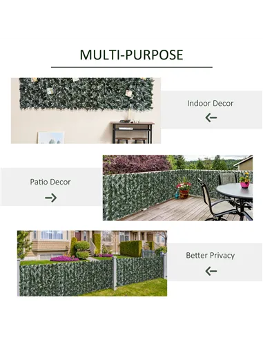 Outsunny 2-Piece Artificial Leaf Hedge Screen Privacy Fence Panel for Garden Outdoor Indoor Decor, Dark Green, 3M x 1.5M