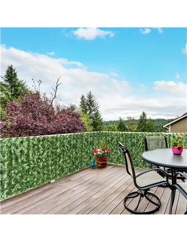 Outsunny 4-Piece Artificial Leaf Hedge Screen Privacy Fence Panel for Garden Outdoor Indoor Decor, Dark Green, 2.4M x 1M