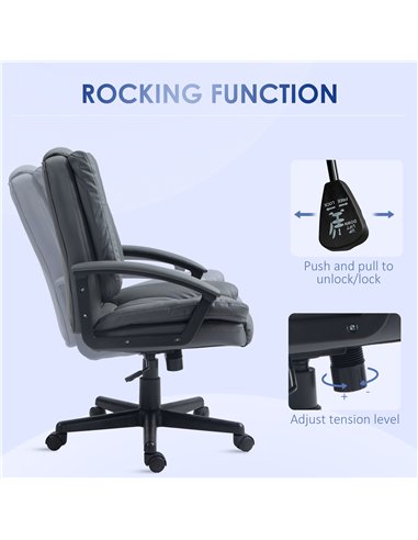 HOMCOM Office Chair, Computer Desk Chair, Mid Back Executive Chair with Adjustable Height and Swivel Rolling Wheels for Home Stu