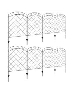 Outsunny Decorative Garden Fencing, 43in x 11.4ft Outdoor Picket Fence Panels, 8PCs Rustproof Steel Wire Landscape Flower Bed Bo