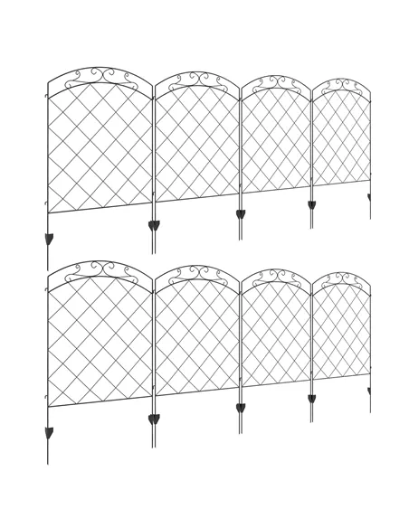 Outsunny Decorative Garden Fencing, 43in x 11.4ft Outdoor Picket Fence Panels, 8PCs Rustproof Steel Wire Landscape Flower Bed Bo