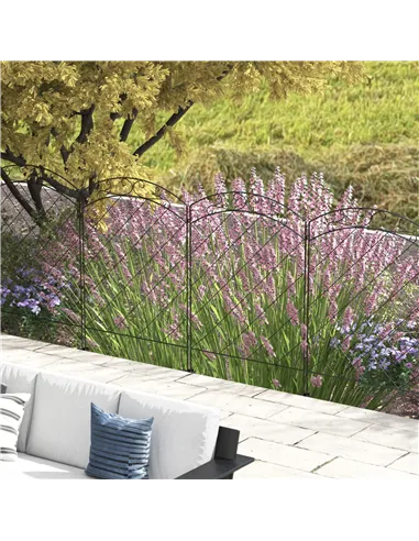 Outsunny Decorative Garden Fencing, 43in x 11.4ft Outdoor Picket Fence Panels, 8PCs Rustproof Steel Wire Landscape Flower Bed Bo