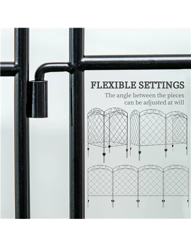 Outsunny Decorative Garden Fencing, 43in x 11.4ft Outdoor Picket Fence Panels, 8PCs Rustproof Steel Wire Landscape Flower Bed Bo