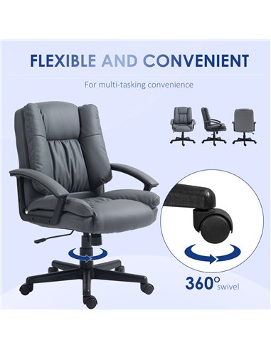 HOMCOM Office Chair, Computer Desk Chair, Mid Back Executive Chair with Adjustable Height and Swivel Rolling Wheels for Home Stu