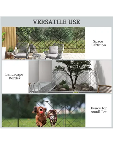 Outsunny Decorative Garden Fencing, 43in x 11.4ft Outdoor Picket Fence Panels, 8PCs Rustproof Steel Wire Landscape Flower Bed Bo