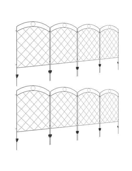 Outsunny Decorative Garden Fencing, 43in x 11.4ft Outdoor Picket Fence Panels, 8PCs Rustproof Steel Wire Landscape Flower Bed Bo