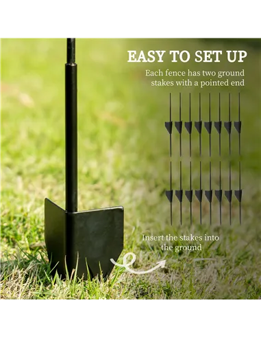 Outsunny Decorative Garden Fencing, 43in x 11.4ft Outdoor Picket Fence Panels, 8PCs Rustproof Steel Wire Landscape Flower Bed Bo