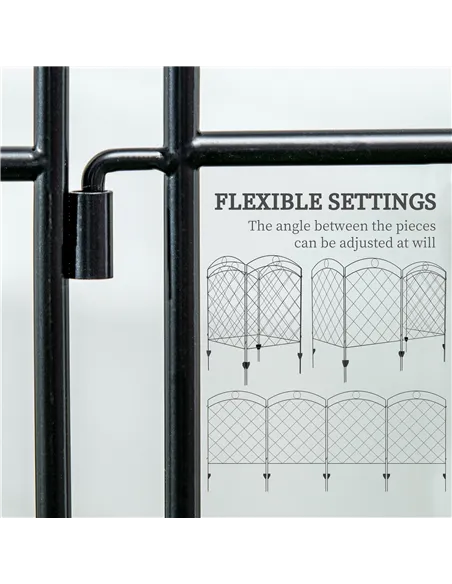 Outsunny Decorative Garden Fencing, 43in x 11.4ft Outdoor Picket Fence Panels, 8PCs Rustproof Steel Wire Landscape Flower Bed Bo