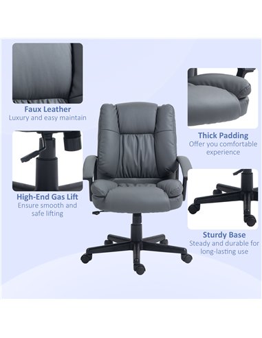 HOMCOM Office Chair, Computer Desk Chair, Mid Back Executive Chair with Adjustable Height and Swivel Rolling Wheels for Home Stu