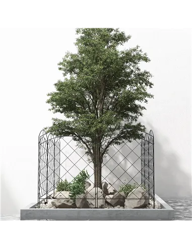 Outsunny Decorative Garden Fencing, 43in x 11.4ft Outdoor Picket Fence Panels, 8PCs Rustproof Steel Wire Landscape Flower Bed Bo