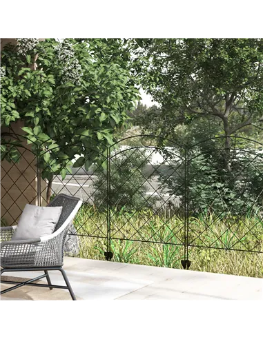 Outsunny Decorative Garden Fencing, 43in x 11.4ft Outdoor Picket Fence Panels, 8PCs Rustproof Steel Wire Landscape Flower Bed Bo