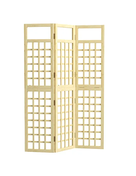 Outsunny 3-Panel Garden Privacy Screen, Freestanding Foldable Wooden Outdoor Divider/Trellis, Decorative Privacy Screen for Gard